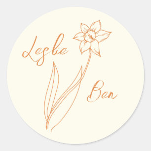 Rond Sticker Mariage jonquille