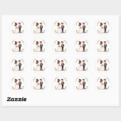 Rond Sticker Mariage Joyeux Couple (Feuille)