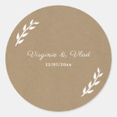 Rond Sticker Mariage Kraft & Rustic (Devant)