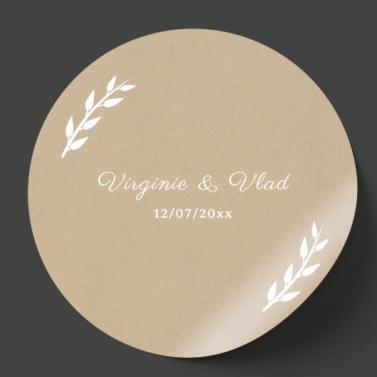 Rond Sticker Mariage Kraft & Rustic