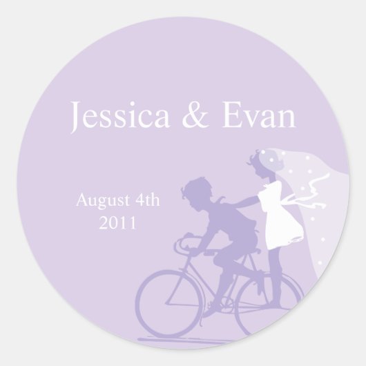 Rond Sticker Mariage Lavender Bicycle (Devant)