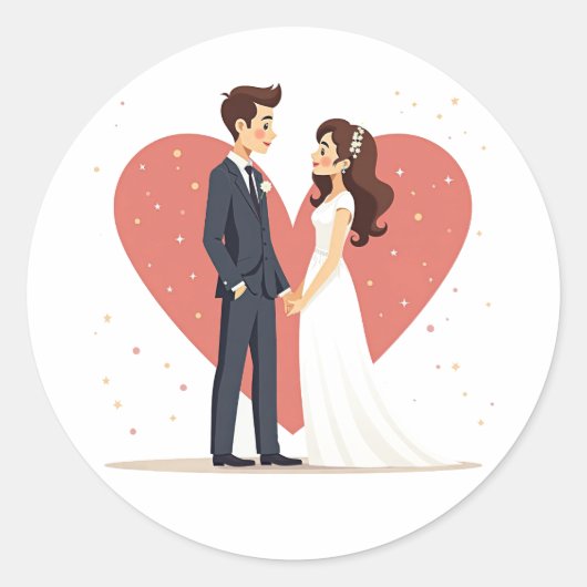Rond Sticker Mariage Love Couple (Devant)