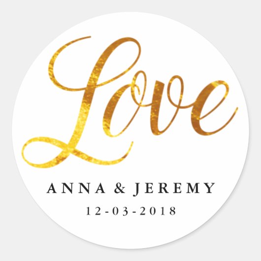 Rond Sticker Mariage Love Gold (Devant)