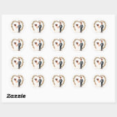 Rond Sticker Mariage Loveheart (Feuille)
