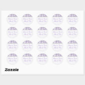Rond Sticker Mariage Mauve Fleurs Blanches (Feuille)