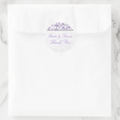 Rond Sticker Mariage Mauve Fleurs Blanches (Sac)