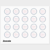 Rond Sticker Mariage "Mélange Parfait" - Rose/Marine (Feuille)