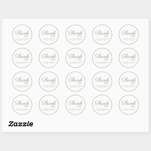 Rond sticker mariage merci. (Feuille)