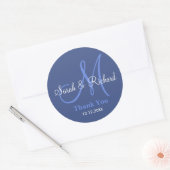 Rond Sticker Mariage Merci bleu (Enveloppe)