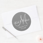 Rond Sticker Mariage Merci gris (Enveloppe)