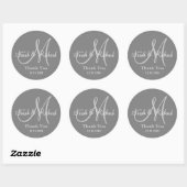 Rond Sticker Mariage Merci gris (Feuille)
