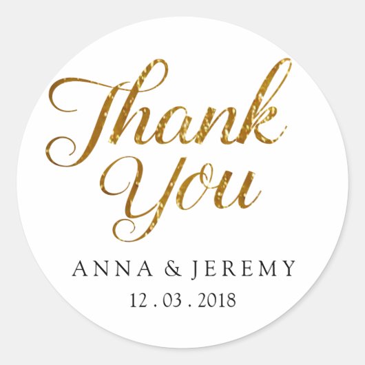 Rond Sticker Mariage Merci or (Devant)