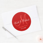 Rond Sticker Mariage Merci rouge (Enveloppe)