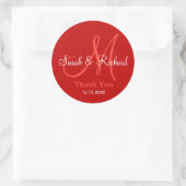 Rond Sticker Mariage Merci rouge (Sac)