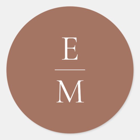 Rond Sticker Mariage minimaliste Monogramme (Devant)