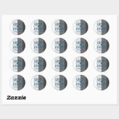 Rond Sticker Mariage moderne classique gris bleu (Feuille)