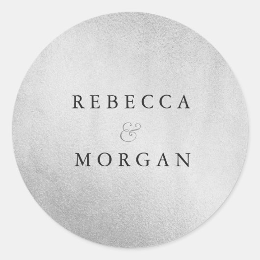 Rond Sticker Mariage moderne Silver Nom de couple (Devant)