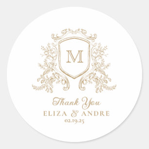 Rond Sticker Mariage Monogram Gold Classic