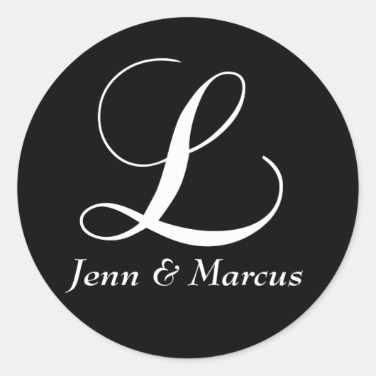 Rond Sticker Mariage Monogram L personnalisable (Devant)