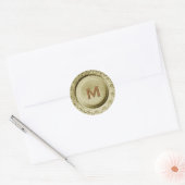 Rond Sticker Mariage Monogram M d'or brillant (Enveloppe)