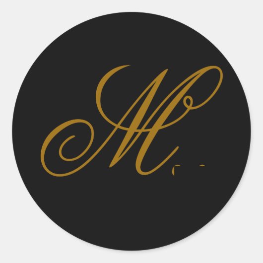 Rond Sticker mariage Monogram M Gold & Black Seal (Devant)
