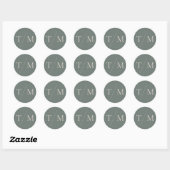 Rond Sticker Mariage Monogram Moss moderne (Feuille)