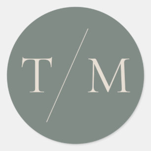 Rond Sticker Mariage Monogram Moss moderne