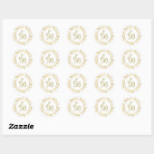 Rond Sticker Mariage Monogram Or Couples (Feuille)