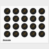 Rond Sticker mariage Monogram R Gold & Black Seal (Feuille)