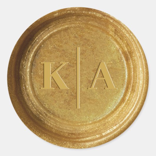 Rond Sticker Mariage Monogram Shimmer Gold Wax (Devant)