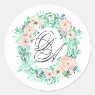 Rond Sticker Mariage Monogramme