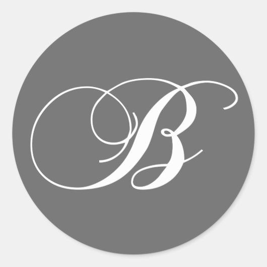 Rond Sticker Mariage Monogramme B Charbon (Devant)