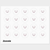 Rond Sticker Mariage Monogramme Blanc Floral Bourgogne (Feuille)