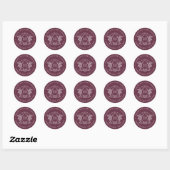 Rond Sticker Mariage Monogramme Bourgogne (Feuille)