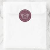 Rond Sticker Mariage Monogramme Bourgogne (Sac)