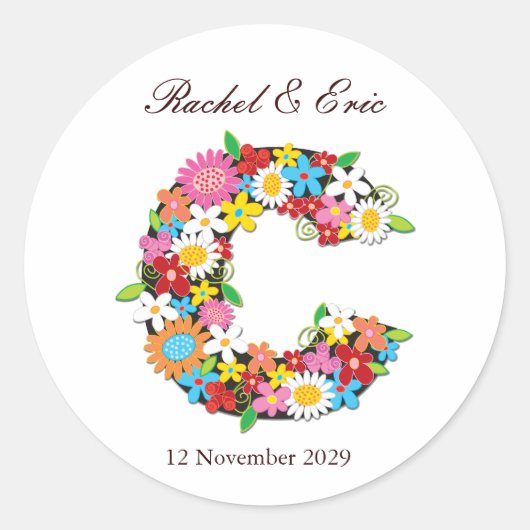 Rond Sticker Mariage Monogramme C (Devant)