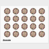 Rond Sticker Mariage Monogramme de fleurs (Feuille)