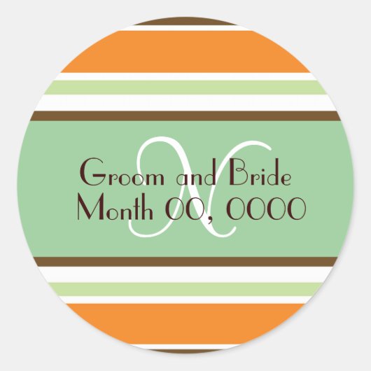 Rond Sticker Mariage Monogramme de mariée moderne (Devant)