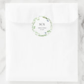Rond Sticker Mariage Monogramme de verdure (Sac)