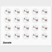 Rond Sticker Mariage Monogramme Eucalyptus (Feuille)