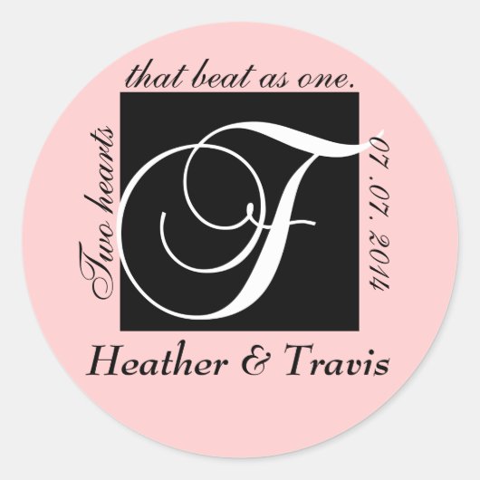Rond Sticker Mariage Monogramme F personnalisable (Devant)