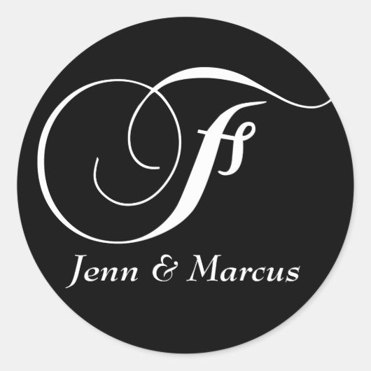 Rond Sticker Mariage Monogramme F personnalisable (Devant)