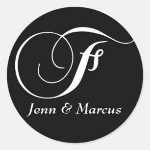 Rond Sticker Mariage Monogramme F personnalisable