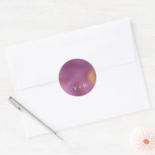 Rond Sticker Mariage Monogramme Ombre Métallique Modern