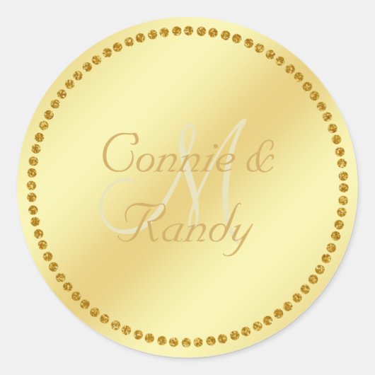 Rond Sticker Mariage Monogramme Or (Devant)