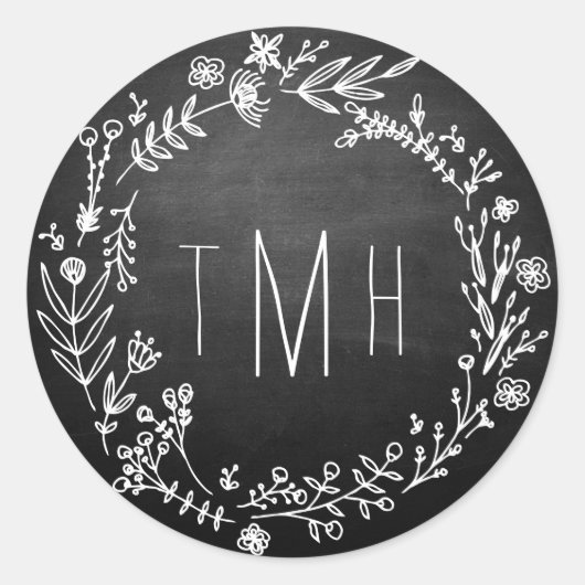 Rond Sticker Mariage Monogramme rustique Country (Devant)