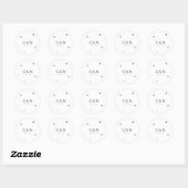 Rond Sticker Mariage monogramme simple céleste (Feuille)