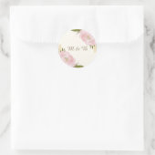 Rond Sticker Mariage Monogramme vintage Pink Peonies (Sac)