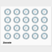Rond Sticker Mariage monogramme Winter Wonderland (Feuille)