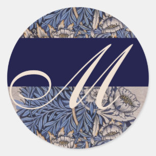 Rond Sticker Mariage Motif Monogram William Morris